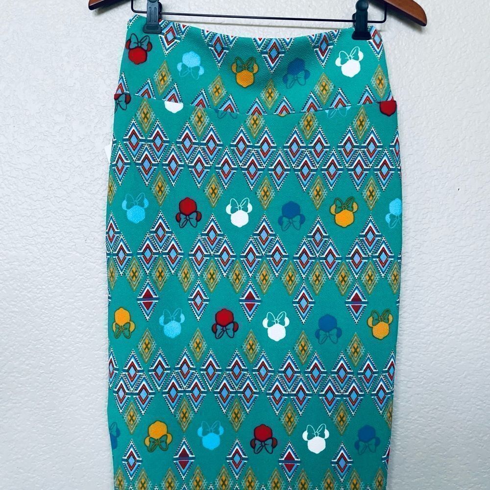 LuLaRoe Disney Minnie Mouse Print Cassie Skirt Teal S - Picture 3 of 3